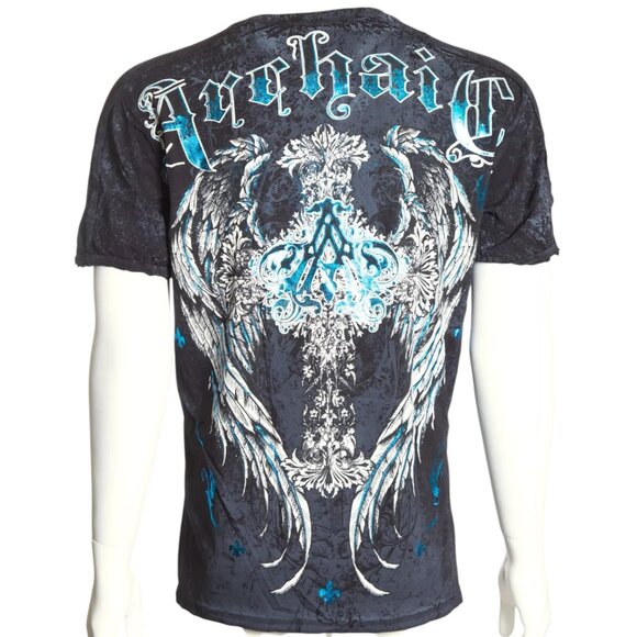 ARCHAIC by AFFLICTION Black MAUSOLEUM Short Sleeve Slim Fit Y2K T-shirt NWT - Picture 6 of 8